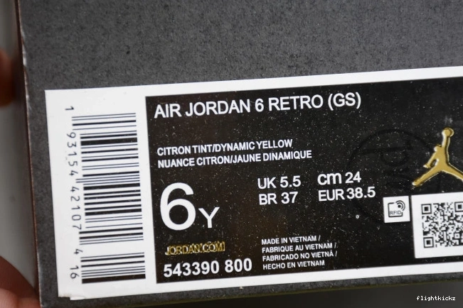 Jordan 543390-800 Dynamic Floral Yellow 6 (GS) Air Retro 1125